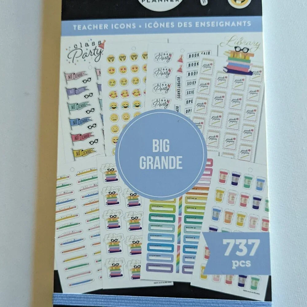 NWT  Happy Planner 'Teacher Icons' 737 pcs Back to School Sticker Book Big Class